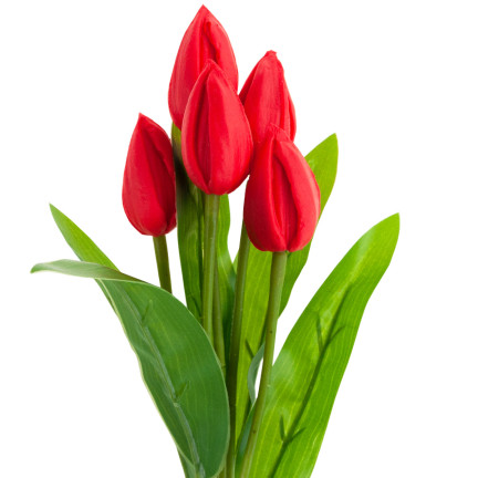 CV26806-5 KYTICE TULIPÁNŮ ČERVENÁ KRÁSNÁ JAKO ŽIVÉ PĚNOVÉ TULIPÁNY UMĚLÁ