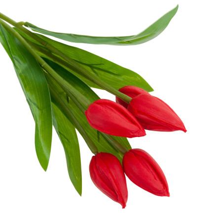 CV26806-5 KYTICE TULIPÁNŮ ČERVENÁ KRÁSNÁ JAKO ŽIVÉ PĚNOVÉ TULIPÁNY UMĚLÁ