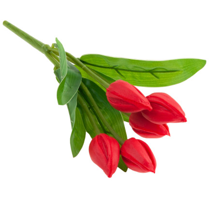 CV26806-5 KYTICE TULIPÁNŮ ČERVENÁ KRÁSNÁ JAKO ŽIVÉ PĚNOVÉ TULIPÁNY UMĚLÁ