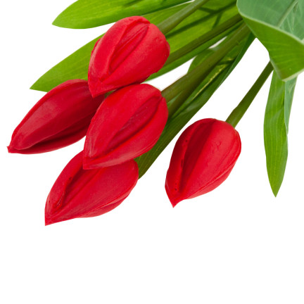 CV26806-5 KYTICE TULIPÁNŮ ČERVENÁ KRÁSNÁ JAKO ŽIVÉ PĚNOVÉ TULIPÁNY UMĚLÁ