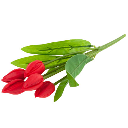 CV26806-5 KYTICE TULIPÁNŮ ČERVENÁ KRÁSNÁ JAKO ŽIVÉ PĚNOVÉ TULIPÁNY UMĚLÁ