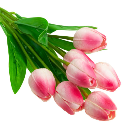CV26807-8 Frothy TULIPAN BUNCH X7 rosa ARTIFICIAL TULIPS IN A BUNCH