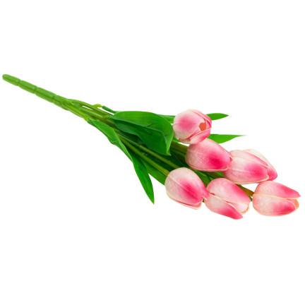 CV26807-8 Frothy TULIPAN BUNCH X7 rosa ARTIFICIAL TULIPS IN A BUNCH