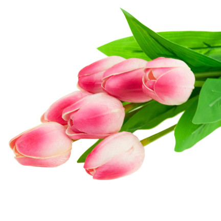 CV26807-8 Frothy TULIPAN BUNCH X7 rosa ARTIFICIAL TULIPS IN A BUNCH