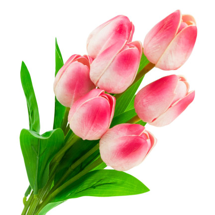 CV26807-8 Frothy TULIPAN BUNCH X7 rosa ARTIFICIAL TULIPS IN A BUNCH