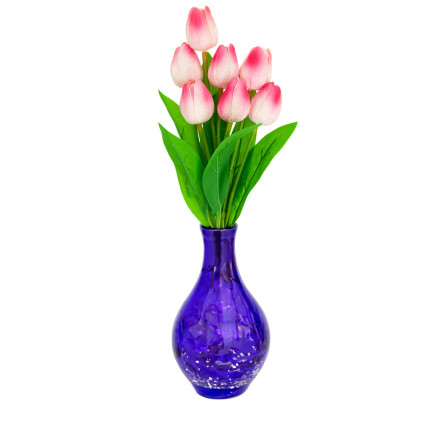 CV26807-8 Frothy TULIPAN BUNCH X7 rosa ARTIFICIAL TULIPS IN A BUNCH