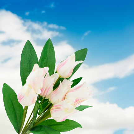 CV26811-2 VELKÁ KOUČ TULIPÁNŮ X9 růžová UMĚLÉ KVĚTINY TULIPÁNY V KOUČI