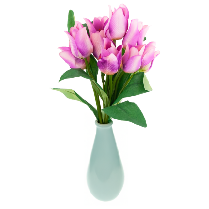 CV26811-7 STRAUSS KÜNSTLICHER GELOCHTER TULPEN X 9 VIOLETT