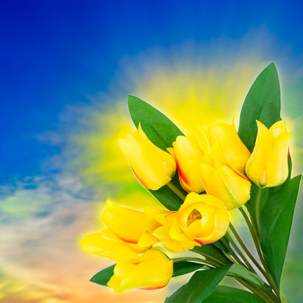 CV26811-8 TULIP GROSSER TULPENSTRAUSS X9 KÜNSTLICHE BLUMEN TULPEN IN SILIKO BOUQUET