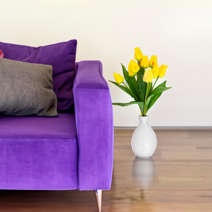 CV26813-2 TULIPÁN VELKÁ KYTICE TULIPÁNŮ X9 UMĚLÉ KVĚTINY TULIPÁNY V KYTICI ŽLUTÁ