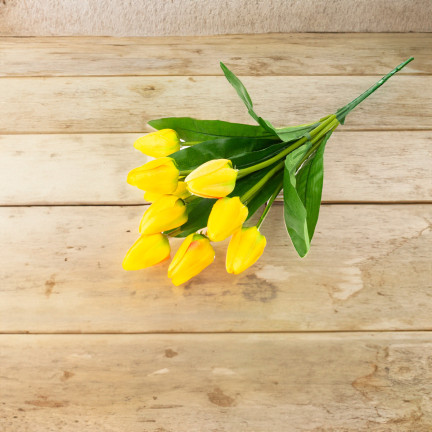 CV26813-2 TULIPÁN VELKÁ KYTICE TULIPÁNŮ X9 UMĚLÉ KVĚTINY TULIPÁNY V KYTICI ŽLUTÁ