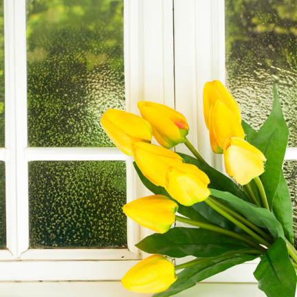 CV26813-2 TULIPÁN VELKÁ KYTICE TULIPÁNŮ X9 UMĚLÉ KVĚTINY TULIPÁNY V KYTICI ŽLUTÁ