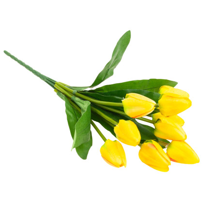 CV26813-2 TULIPÁN VELKÁ KYTICE TULIPÁNŮ X9 UMĚLÉ KVĚTINY TULIPÁNY V KYTICI ŽLUTÁ