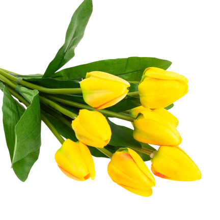 CV26813-2 TULIPÁN VELKÁ KYTICE TULIPÁNŮ X9 UMĚLÉ KVĚTINY TULIPÁNY V KYTICI ŽLUTÁ