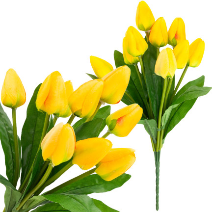 CV26813-2 TULIPÁN VELKÁ KYTICE TULIPÁNŮ X9 UMĚLÉ KVĚTINY TULIPÁNY V KYTICI ŽLUTÁ