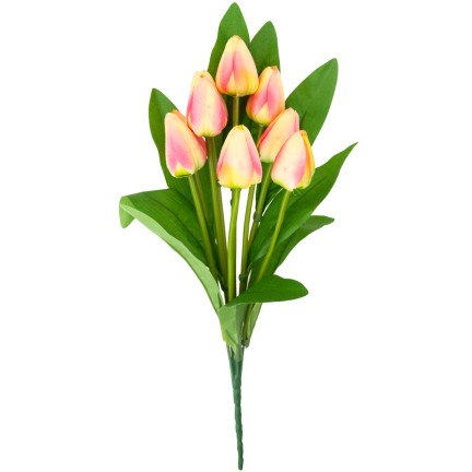 CV26813-4 TULIPÁN VELKÁ KYTICE TULIPÁNŮ X9 UMĚLÝCH KVĚTIN TULIPÁNY V KYTICI RŮŽOVÁ