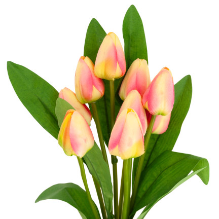 CV26813-4 TULIPÁN VELKÁ KYTICE TULIPÁNŮ X9 UMĚLÝCH KVĚTIN TULIPÁNY V KYTICI RŮŽOVÁ