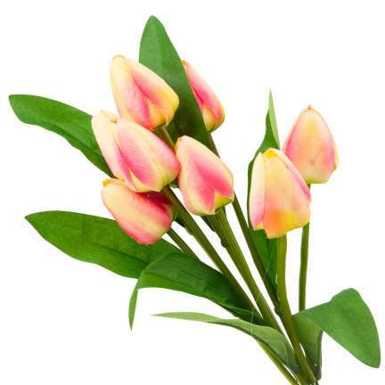 CV26813-4 TULIPÁN VELKÁ KYTICE TULIPÁNŮ X9 UMĚLÝCH KVĚTIN TULIPÁNY V KYTICI RŮŽOVÁ