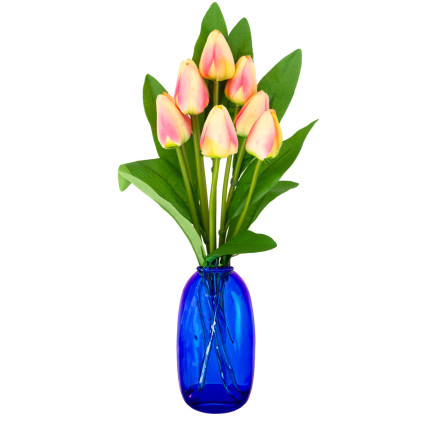 CV26813-4 TULIPÁN VELKÁ KYTICE TULIPÁNŮ X9 UMĚLÝCH KVĚTIN TULIPÁNY V KYTICI RŮŽOVÁ