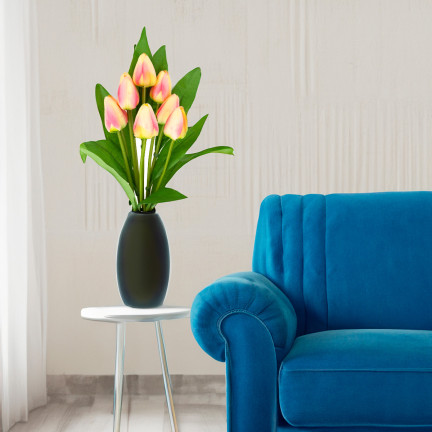 CV26813-4 TULIPÁN VELKÁ KYTICE TULIPÁNŮ X9 UMĚLÝCH KVĚTIN TULIPÁNY V KYTICI RŮŽOVÁ