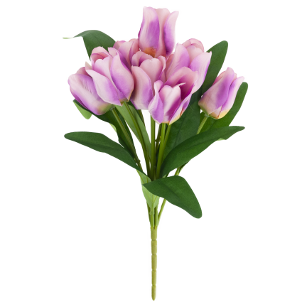 CV26815-7 STRAUSS LILA SCHATTIERTE KÜNSTLICHE TULPEN 9 KÖPFE