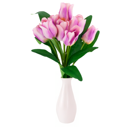 CV26815-7 STRAUSS LILA SCHATTIERTE KÜNSTLICHE TULPEN 9 KÖPFE
