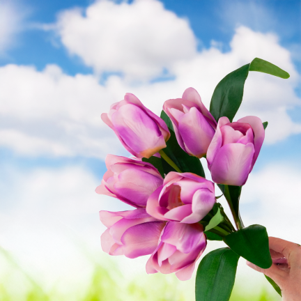 CV26815-7 STRAUSS LILA SCHATTIERTE KÜNSTLICHE TULPEN 9 KÖPFE