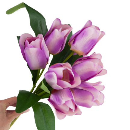CV26815-7 STRAUSS LILA SCHATTIERTE KÜNSTLICHE TULPEN 9 KÖPFE