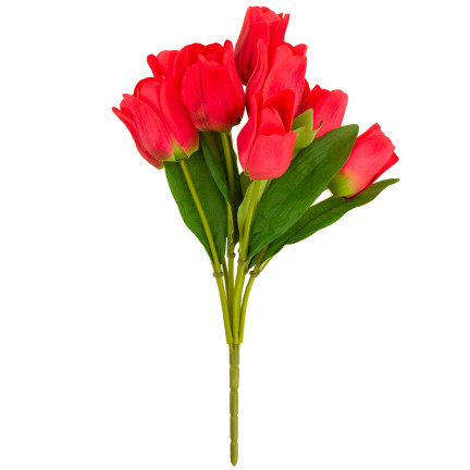 CV26815-8 GROSSER TULPENSTRAUSS X9 ROTE KÜNSTLICHE TULPEN IN EINEM STRAUSS