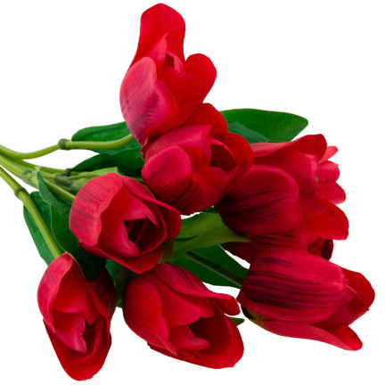 CV26815-8 GROSSER TULPENSTRAUSS X9 ROTE KÜNSTLICHE TULPEN IN EINEM STRAUSS