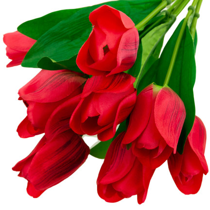 CV26815-8 GROSSER TULPENSTRAUSS X9 ROTE KÜNSTLICHE TULPEN IN EINEM STRAUSS