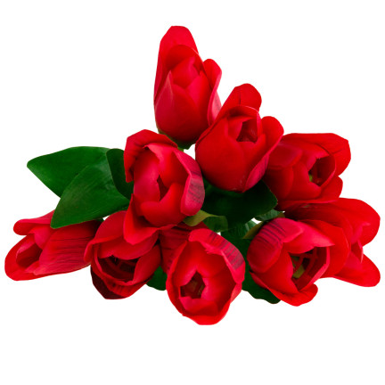 CV26815-8 GROSSER TULPENSTRAUSS X9 ROTE KÜNSTLICHE TULPEN IN EINEM STRAUSS