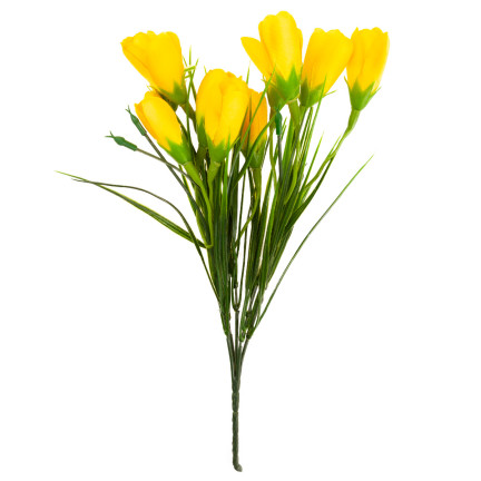 CV27023-4 KROKUS KÜNSTLICHE KROKUSSE STRAUSS 10 KROKUSSE IM GRAS ZUSAMMENSETZUNG FRÜHLING GELB