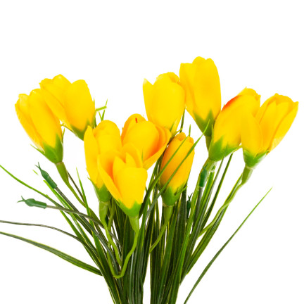 CV27023-4 KROKUS KÜNSTLICHE KROKUSSE STRAUSS 10 KROKUSSE IM GRAS ZUSAMMENSETZUNG FRÜHLING GELB