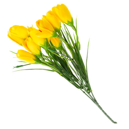 CV27023-4 KROKUS KÜNSTLICHE KROKUSSE STRAUSS 10 KROKUSSE IM GRAS ZUSAMMENSETZUNG FRÜHLING GELB