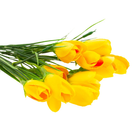 CV27023-4 KROKUS KÜNSTLICHE KROKUSSE STRAUSS 10 KROKUSSE IM GRAS ZUSAMMENSETZUNG FRÜHLING GELB