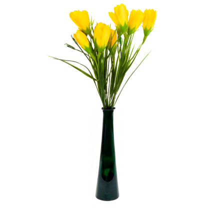 CV27023-4 KROKUS KÜNSTLICHE KROKUSSE STRAUSS 10 KROKUSSE IM GRAS ZUSAMMENSETZUNG FRÜHLING GELB