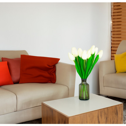 CV27025-1 KYTICE TULIPÁNŮ KRÁSNÁ JAKO ŽIVÉ KVĚTY TULIPÁNŮ BÍLÁ 12 KVĚTŮ