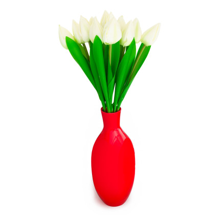 CV27025-1 KYTICE TULIPÁNŮ KRÁSNÁ JAKO ŽIVÉ KVĚTY TULIPÁNŮ BÍLÁ 12 KVĚTŮ