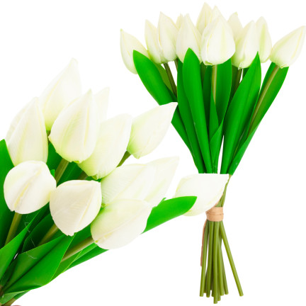 CV27025-1 KYTICE TULIPÁNŮ KRÁSNÁ JAKO ŽIVÉ KVĚTY TULIPÁNŮ BÍLÁ 12 KVĚTŮ