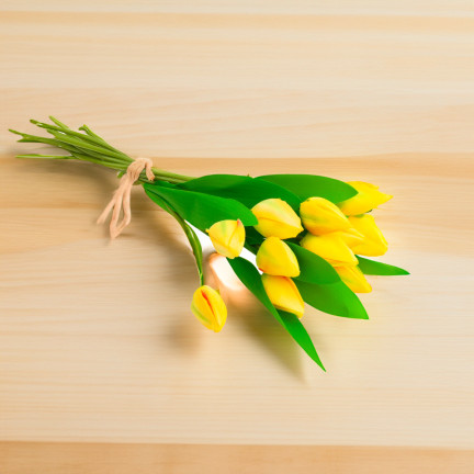 CV27025-3 GROSSER TULPENSTRAUSS X12 GELBE KUNSTBLUMEN TULPEN IM STRAUSS