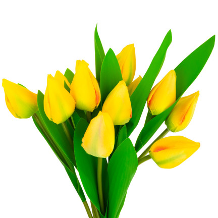 CV27025-3 GROSSER TULPENSTRAUSS X12 GELBE KUNSTBLUMEN TULPEN IM STRAUSS