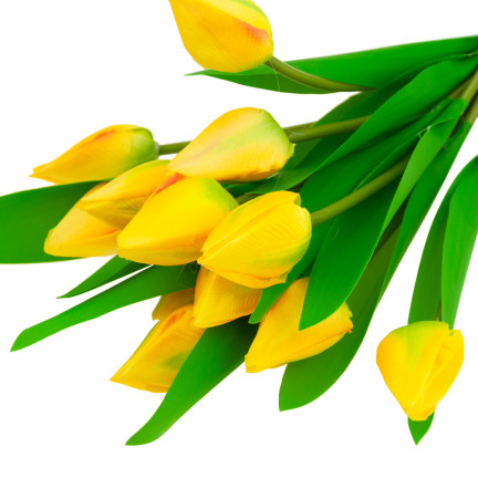 CV27025-3 GROSSER TULPENSTRAUSS X12 GELBE KUNSTBLUMEN TULPEN IM STRAUSS