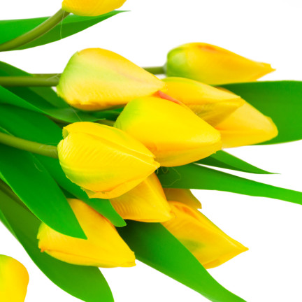 CV27025-3 GROSSER TULPENSTRAUSS X12 GELBE KUNSTBLUMEN TULPEN IM STRAUSS