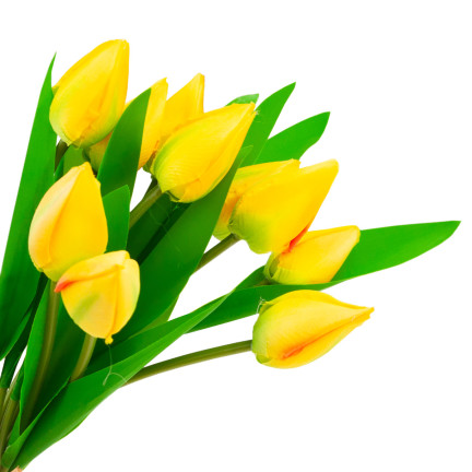 CV27025-3 GROSSER TULPENSTRAUSS X12 GELBE KUNSTBLUMEN TULPEN IM STRAUSS