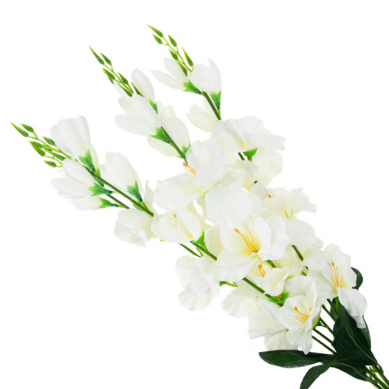 CV31140-1 KYTICE GLADIOL 5 VĚTVÍ RÁKOSU UMĚLÉ KVĚTINY KRÉMOVÁ ECRU