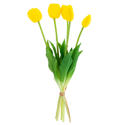 CV31218-4 BUKIET TULIPANÓW GUMA PIANKA x 5 szt ŻÓŁTY PERFOROWANY REALISTYCZNY