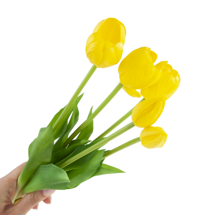 CV31218-4 BUKIET TULIPANÓW GUMA PIANKA x 5 szt ŻÓŁTY PERFOROWANY REALISTYCZNY