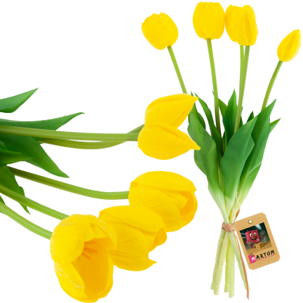 CV31218-4 BUKIET TULIPANÓW GUMA PIANKA x 5 szt ŻÓŁTY PERFOROWANY REALISTYCZNY