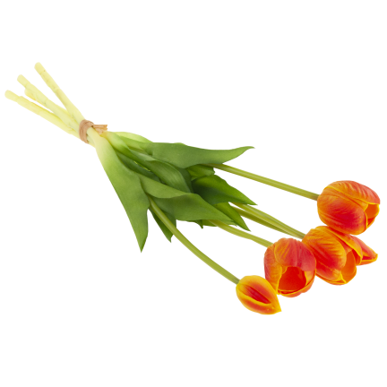 CV31218-5 BUKIET TULIPANÓW GUMA PIANKA x 5 szt REALISTYCZNY PERFOROWANY pomarańczowy